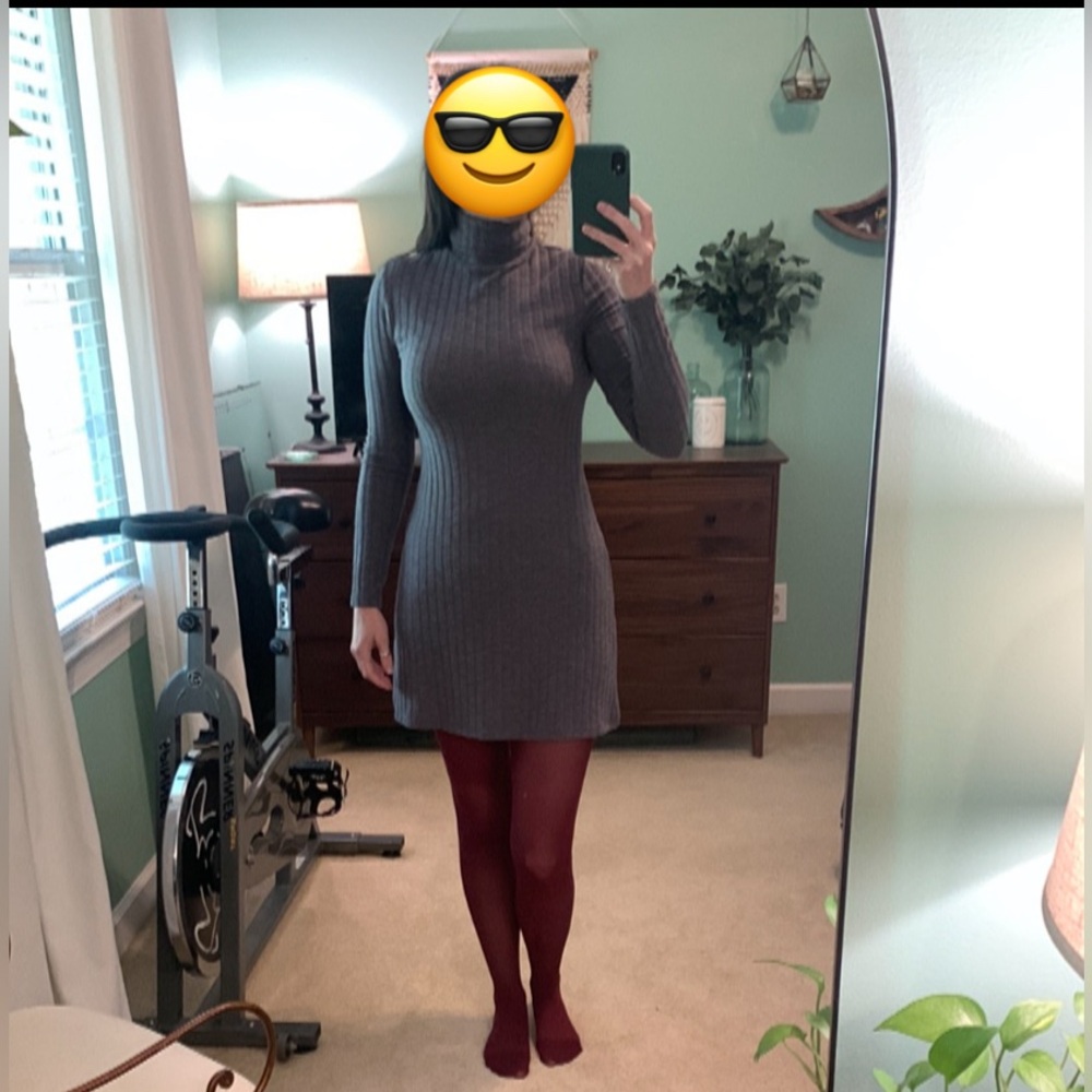 Abound Gray Ribbed Turtleneck Mini Dress